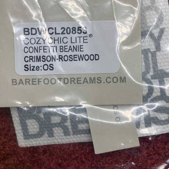NEW Barefoot Dreams‎ Women\'s CozyChic Lite Confetti Beanie Crimson Rosewood Red main image 7